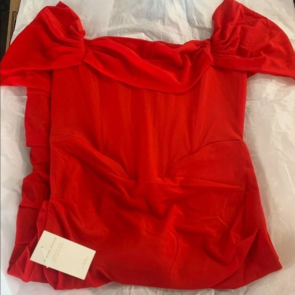 🔥Red Off Shoulder Mesh Corset Dress - Picture 13 of 16